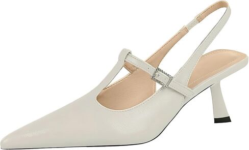 Baobeijiadao Womens مدببة إصبع القدم الكعب slingback زلة على مضخات قريبة من الإرشاد in Kuwait
