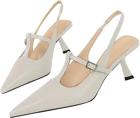 Baobeijiadao Womens مدببة إصبع القدم الكعب slingback زلة على مضخات قريبة من الإرشاد in Kuwait