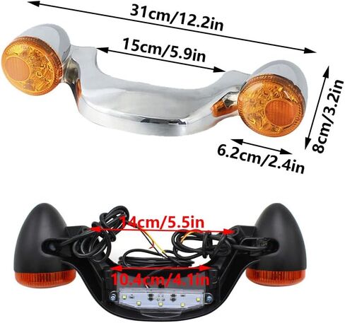 MACHSWON Bullet Rear Brake LED Light Bar Turn Signal - Black Motorcycle Rear Turn Signal Light Bar Bullet Style Blinker Indicator, Compatible with Harley-Davidson Street Road Glide 2010-2022 in Saudi Arabia