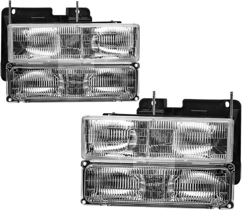 4Pcs Headlights Assembly compatible with 1994-1999 Chevy GMC C/K Silverado 1500 2500 3500 Suburban Yukon with Bumper Lamp,Replace GM2520128 GM2521128 in Saudi Arabia