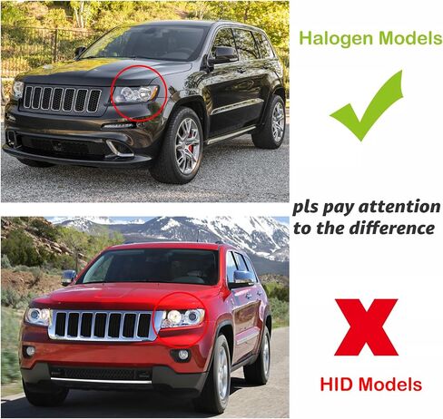 زوج تجميع المصابيح الأمامية لعام 2009 2009 2010 مصابيح أمامية هالوجين Jeep Grand Grand Cherokee مع سائق استبدال تسخير الأسلاك وجانب الركاب ، Chrome Housing Amber Reflector in Kuwait