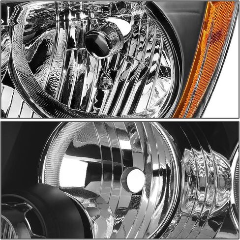 زوج تجميع المصابيح الأمامية لعام 2009 2009 2010 مصابيح أمامية هالوجين Jeep Grand Grand Cherokee مع سائق استبدال تسخير الأسلاك وجانب الركاب ، Chrome Housing Amber Reflector in Kuwait