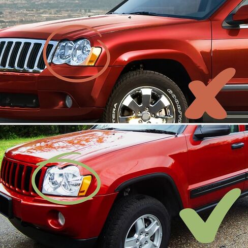 Headlights Assembly Pair for 2008 2009 2010 Jeep Grand Cherokee Halogen Headlamps with Wiring Harness Replacement Driver and Passenger Side,Chrome Housing Amber Reflector in Saudi Arabia