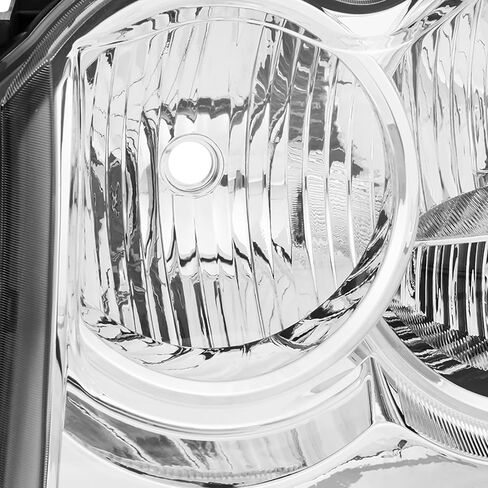 Headlights Assembly Pair for 2008 2009 2010 Jeep Grand Cherokee Halogen Headlamps with Wiring Harness Replacement Driver and Passenger Side,Chrome Housing Amber Reflector in Saudi Arabia
