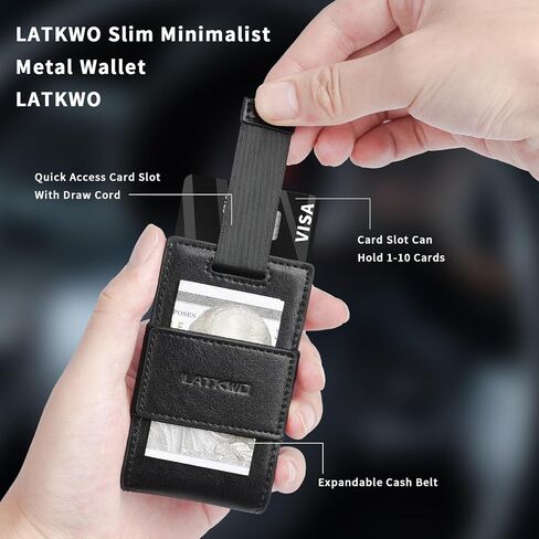 Slim Minimalist Metal Wallet for Men RFID blocking Front Back Pocket Minimalist Credit Card Holder Holds 1-10 Cards with ID Window (Carbon) in Saudi Arabia