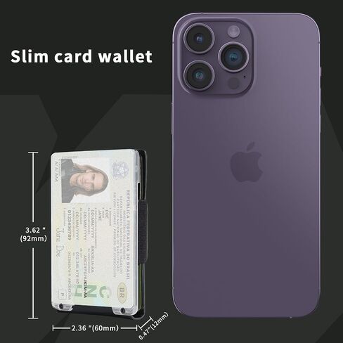 Slim Minimalist Metal Wallet for Men RFID blocking Front Back Pocket Minimalist Credit Card Holder Holds 1-10 Cards with ID Window (Carbon) in Saudi Arabia
