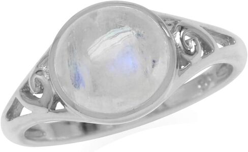 Silvershake 5MM Round Shape Bezel Set Cabochon Gemstone White Gold Plated or Yellow Gold Plated 925 Sterling Silver Leaf and Swirl Style Bypass Ring Jewelry for Women in Saudi Arabia