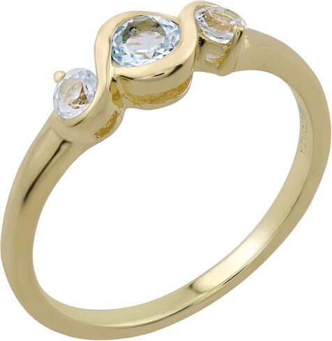 Cora Sterling Silver Genuine Gemstone 3-Stone Round Bezel Ring, Sizes 6-8 in Saudi Arabia