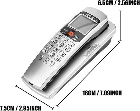 FSKDTMF Caller ID Corded Phone, Fashion Home Landline Desk Phone with Large Numbers, Volume Control for Office, House - Wall Mountable and Red (Silver) in Saudi Arabia