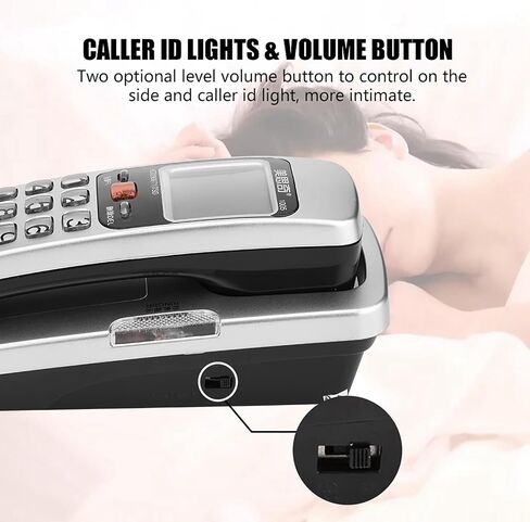FSKDTMF Caller ID Corded Phone, Fashion Home Landline Desk Phone with Large Numbers, Volume Control for Office, House - Wall Mountable and Red (Silver) in Saudi Arabia