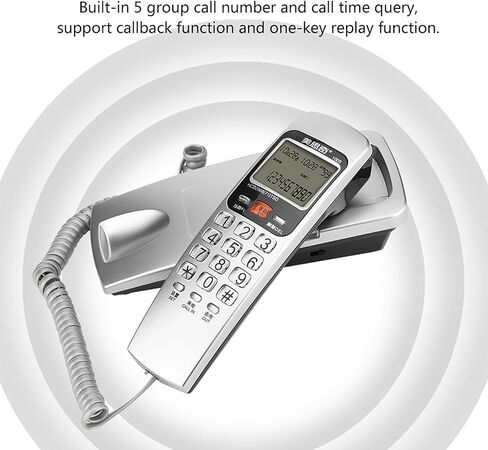 FSKDTMF Caller ID Corded Phone, Fashion Home Landline Desk Phone with Large Numbers, Volume Control for Office, House - Wall Mountable and Red (Silver) in Saudi Arabia