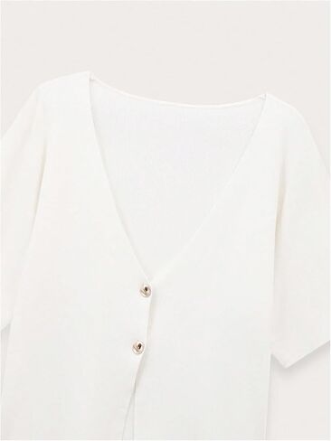Gorglitter Women's Short Sleeve Cardigans v زر العنق أسفل ملابس متماسكة الملابس الخارجية العصرية in Saudi Arabia