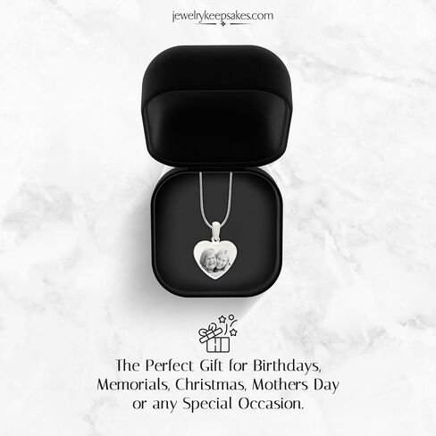 Personalized Picture Engraved Heart Pendant with 20" Chain in Saudi Arabia