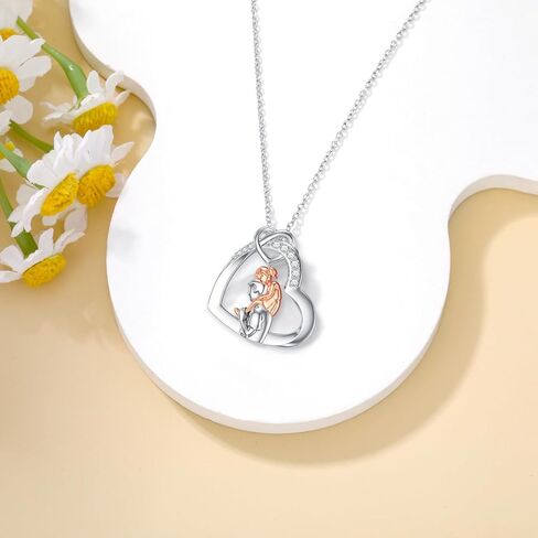 Diamond Father Daughter Necklace for Women 925 Sterling Silver Heart Pendant Necklaces with Lab Grown Diamond Jewelry Gifts for Daughters in Saudi Arabia
