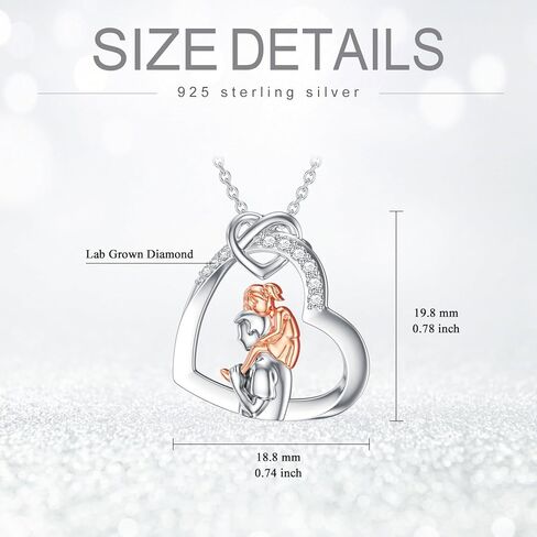 Diamond Father Daughter Necklace for Women 925 Sterling Silver Heart Pendant Necklaces with Lab Grown Diamond Jewelry Gifts for Daughters in Saudi Arabia
