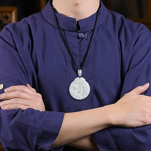 Jadeite Dragon Prosperity Pendant Necklace, Jadeite Waxy White Lace Round Dragon Brand Jade Necklace, is a Unique Gift that Embodies Happiness and Prosperity in Saudi Arabia