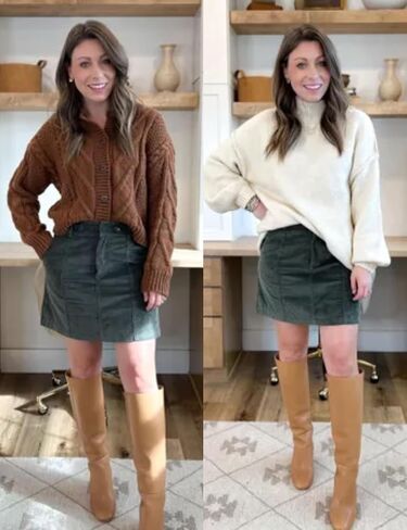 Womens Corduroy High-Rise A-line Silhouette Mini Zip Placket Button Loop Closure Skirt with Pockets in Kuwait