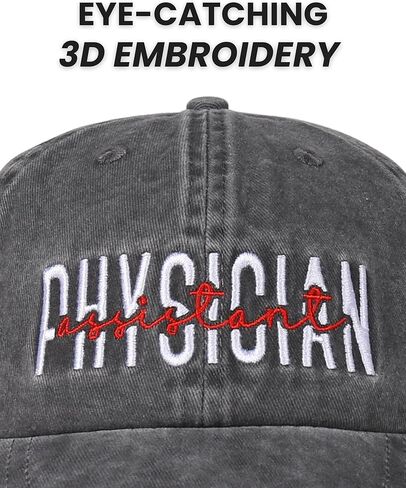 InnoBeta Physician Assistant Gifts Cap for Women - Adjustable Vintage Washed Cotton Embroidered Hat - PA Week Gift - Grey in Saudi Arabia