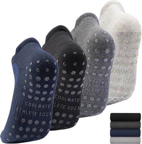 Mens Grip Socks Non Slip Size 6-14, Anti Slip Pilates Yoga Socks for Men with Grips, Breathable in Kuwait