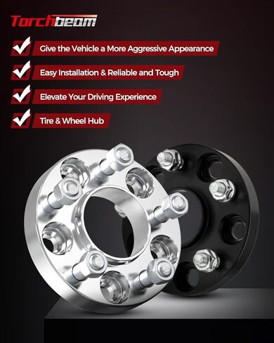 Torchbeam 5x5 to 6x5.5 Lug Centric Wheel Adapters 2 inch with M14x1.5 Thread Pitch,78.1mm Hub Bore,4pcs Adapters for Grand Cherokee, Wrangler, C1500, Tahoe, Durango, Commander,Changes Bolt Pattern in Saudi Arabia