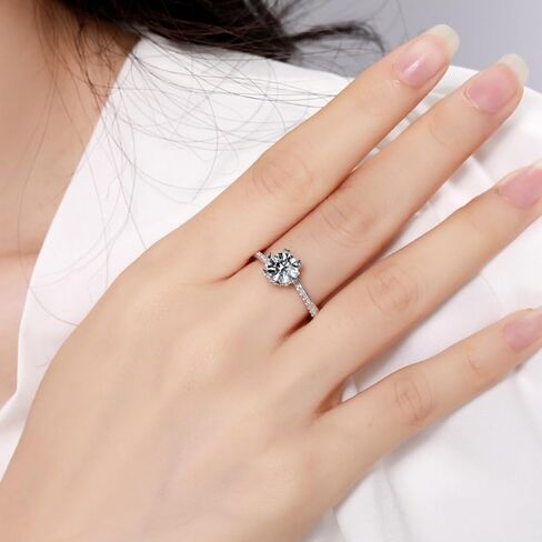 S925 Sterling Silver Anniversary Rings for Women,Sparkling Snowflake Design, 1/2/ Carat Round Cut Diamond Band Ring, VVS1 D-Color,Promise Rings for Her in Saudi Arabia