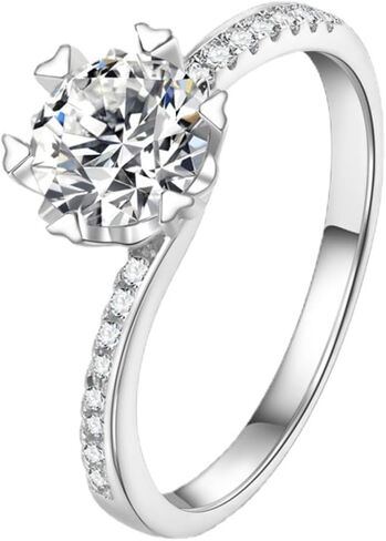 S925 Sterling Silver Anniversary Rings for Women,Sparkling Snowflake Design, 1/2/ Carat Round Cut Diamond Band Ring, VVS1 D-Color,Promise Rings for Her in Saudi Arabia