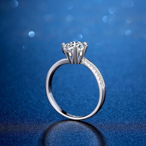 S925 Sterling Silver Anniversary Rings for Women,Sparkling Snowflake Design, 1/2/ Carat Round Cut Diamond Band Ring, VVS1 D-Color,Promise Rings for Her in Saudi Arabia