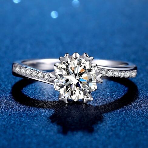 S925 Sterling Silver Anniversary Rings for Women,Sparkling Snowflake Design, 1/2/ Carat Round Cut Diamond Band Ring, VVS1 D-Color,Promise Rings for Her in Saudi Arabia