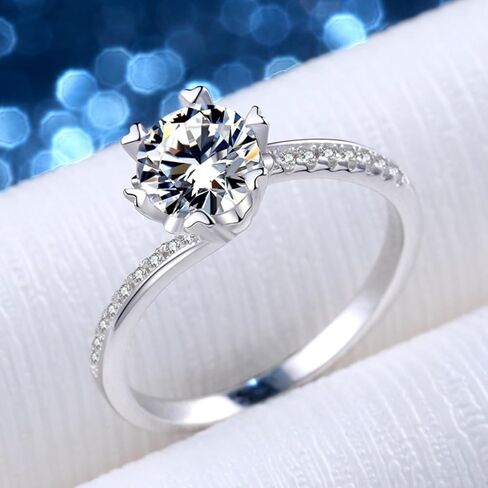 S925 Sterling Silver Anniversary Rings for Women,Sparkling Snowflake Design, 1/2/ Carat Round Cut Diamond Band Ring, VVS1 D-Color,Promise Rings for Her in Saudi Arabia