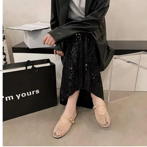 أحذية شبكات شبكات الباليه للنساء حزام مشبك ماري جين فلاتس in Kuwait