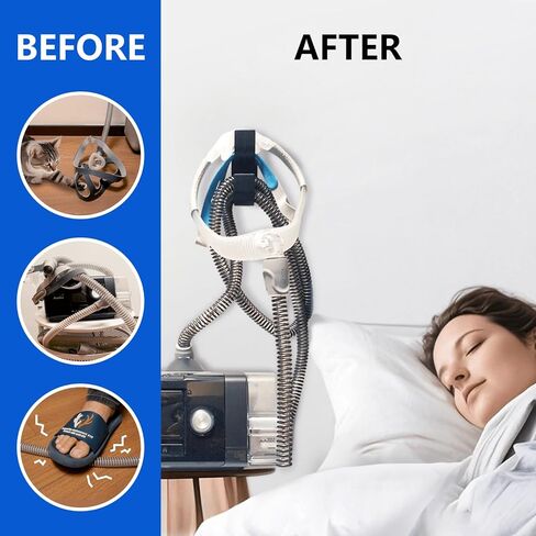 CPAP Hose Hanger for Bed-CPAP Hook for Hose with Anti-Skid Function,Against Hose Tangling and Keeps the Nightstand Organized,Cpap Tube and Mask Holder,CPAP Accessories Supplies,Black (2-PCS) in Saudi Arabia