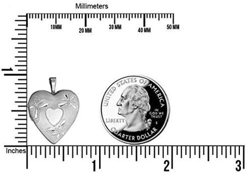 Picturesongold.com Sterling Silver Butterfly Heart Locket - 3/4 بوصة × 3/4 بوصة مع نقش in Saudi Arabia