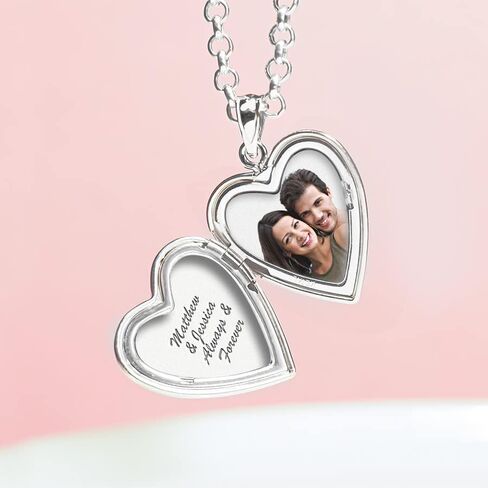 Picturesongold.com Sterling Silver Butterfly Heart Locket - 3/4 بوصة × 3/4 بوصة مع نقش in Saudi Arabia
