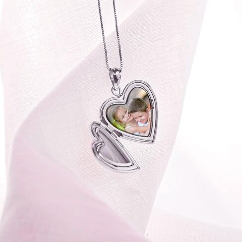 Picturesongold.com Sterling Silver Butterfly Heart Locket - 3/4 بوصة × 3/4 بوصة مع نقش in Saudi Arabia