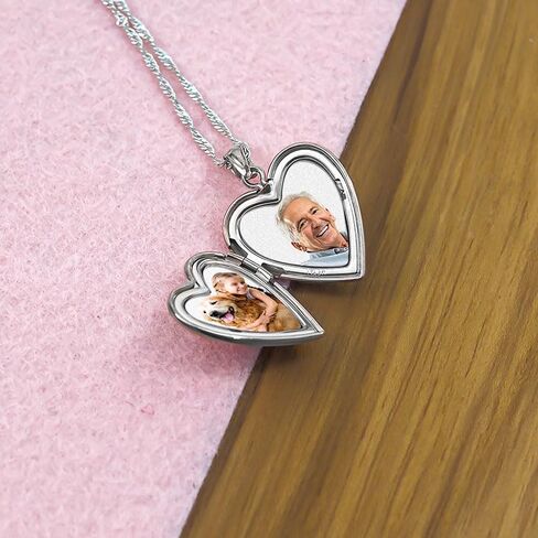 Picturesongold.com Sterling Silver Butterfly Heart Locket - 3/4 بوصة × 3/4 بوصة مع نقش in Saudi Arabia