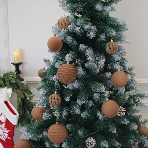 Senjie 12pcs Velvet Christmas Balls Flocked Christmas Tree 3.15inch Ornaments Plastic Balls Xmas Hanging Ornaments Decoration Red in Kuwait