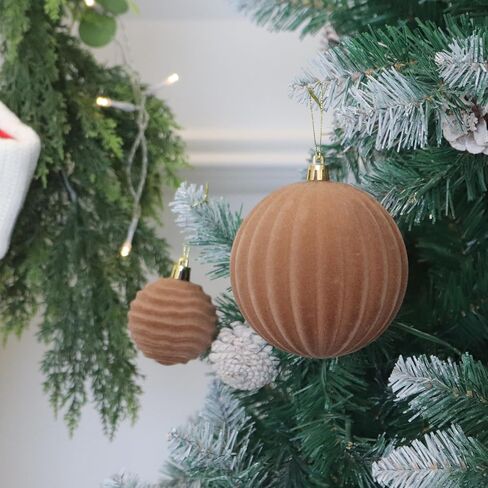 Senjie 12pcs Velvet Christmas Balls Flocked Christmas Tree 3.15inch Ornaments Plastic Balls Xmas Hanging Ornaments Decoration Red in Kuwait
