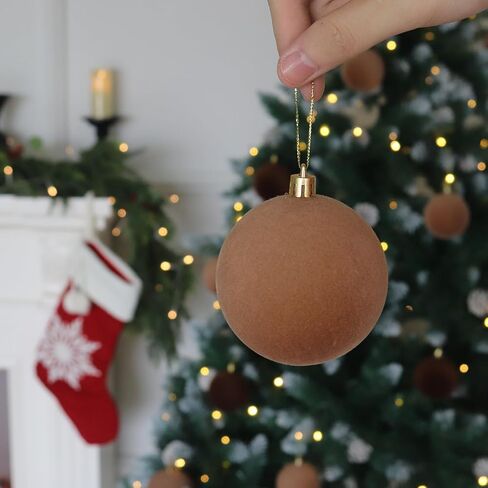 Senjie 12pcs Velvet Christmas Balls Flocked Christmas Tree 3.15inch Ornaments Plastic Balls Xmas Hanging Ornaments Decoration Red in Kuwait