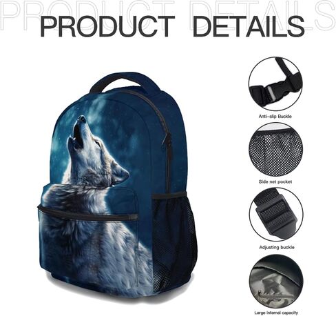 Cool Wolf Backpack Lightweight School Bag Bookbag for Kids Girls Boys Elementary Students 1st 2nd 3rd 4th 5th Grade in Saudi Arabia