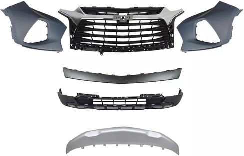 telfair Front Upper & Lower Bumper Cover Fit for 2019-2023 Chevy Blazer LT - Primed Black/Gray in Kuwait