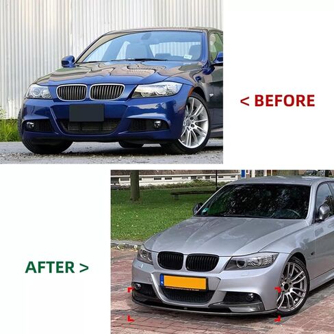 Front Lip 4Pcs for BMW 3-Series E90 E91 M-Sport 325i 335i LCI 2009 2010 2011 2012 M Performance Style Front Bumper Lip Splitter Spoiler (Carbon Fiber Print) in Saudi Arabia