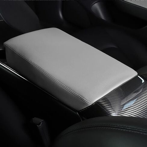 Car Center Console Arm Rest Lid Cover Armrest Box Cover Pads PU Leather for Tesla Model 3 2017-2023,for Tesla Model Y 2020-2023(Black) in Saudi Arabia
