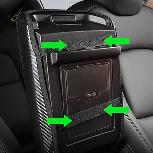Car Center Console Arm Rest Lid Cover Armrest Box Cover Pads PU Leather for Tesla Model 3 2017-2023,for Tesla Model Y 2020-2023(Black) in Saudi Arabia