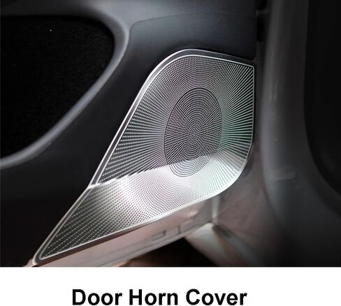 for Tesla Model 3 2024 Car Door Horn Replace Caps Audio Speaker Decor Cover Loudspeaker 3D Trim Sticker Side Horn Cover(Black-B) in Saudi Arabia