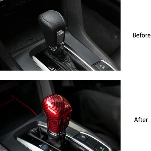 Carbon Fiber ABS Gear Shift Knob Cover Trim 10th for Honda Civic Sedan 2016 2017 2018 2019 2020 2021 Car Styling Accessories(Black-B) in Saudi Arabia
