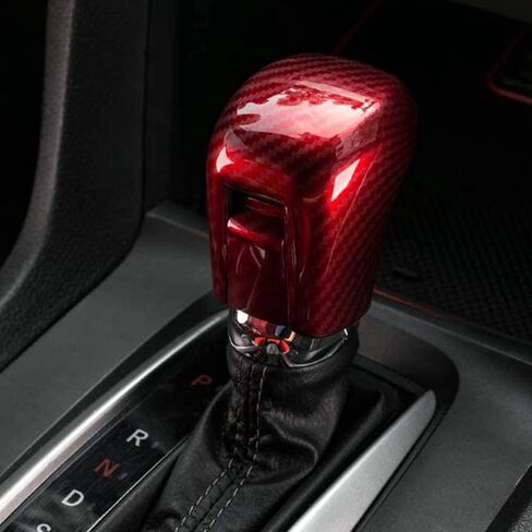 Carbon Fiber ABS Gear Shift Knob Cover Trim 10th for Honda Civic Sedan 2016 2017 2018 2019 2020 2021 Car Styling Accessories(Black-B) in Saudi Arabia