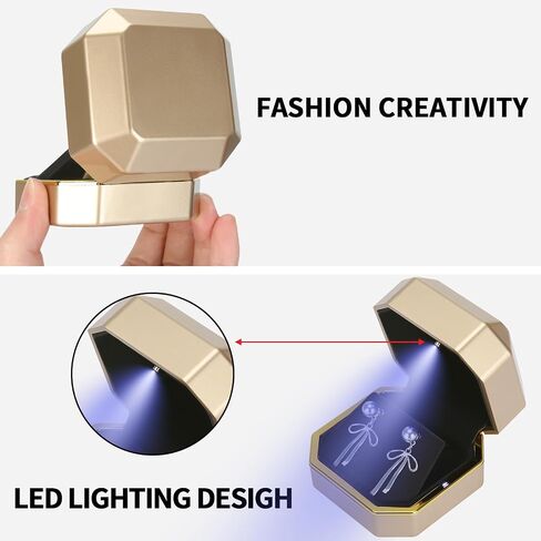 Luxury LED Jewelry Earring Pendant Stud Box, Velvet Earring Necklace Gift Box Storage Case Organizer Holder for Proposal Engagement Wedding Anniversary Birthday Ceremony (Black) in Saudi Arabia