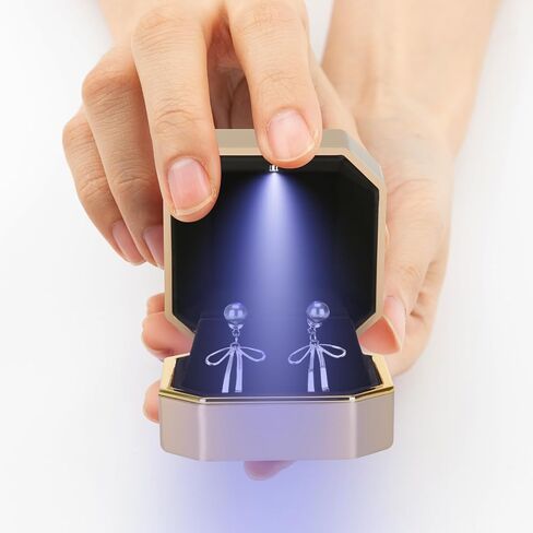 Luxury LED Jewelry Earring Pendant Stud Box, Velvet Earring Necklace Gift Box Storage Case Organizer Holder for Proposal Engagement Wedding Anniversary Birthday Ceremony (Black) in Saudi Arabia