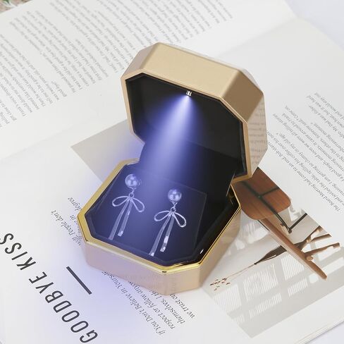 Luxury LED Jewelry Earring Pendant Stud Box, Velvet Earring Necklace Gift Box Storage Case Organizer Holder for Proposal Engagement Wedding Anniversary Birthday Ceremony (Black) in Saudi Arabia