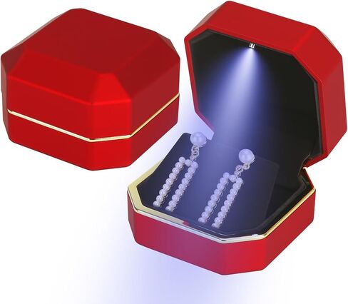Luxury LED Jewelry Earring Pendant Stud Box, Velvet Earring Necklace Gift Box Storage Case Organizer Holder for Proposal Engagement Wedding Anniversary Birthday Ceremony (Black) in Saudi Arabia